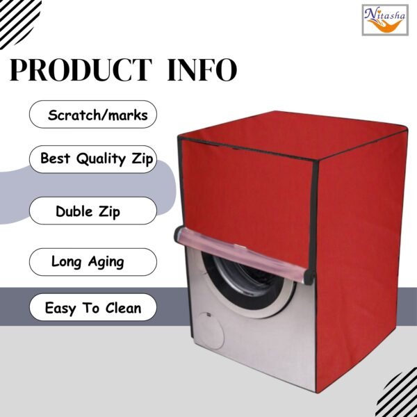 Red Front Loading Washing Machine Cover - Image 7