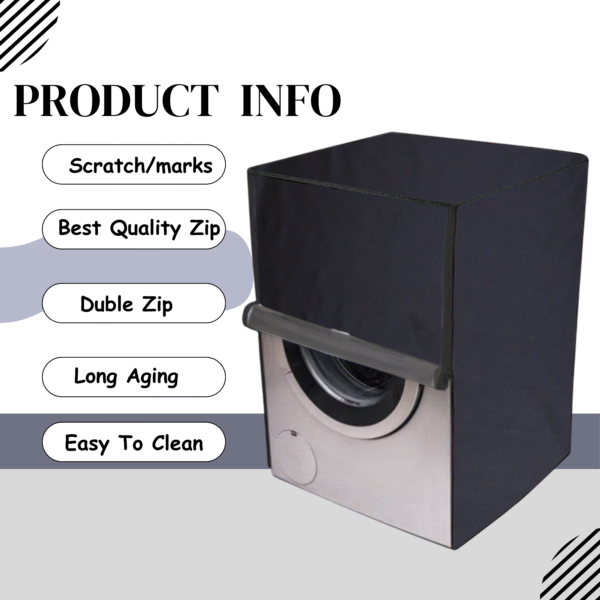 Front Loading Washing Machine Cover Black - Image 3