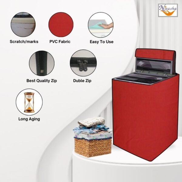 Fully Automatic Top Load Washing Machine Cover Red - Image 3